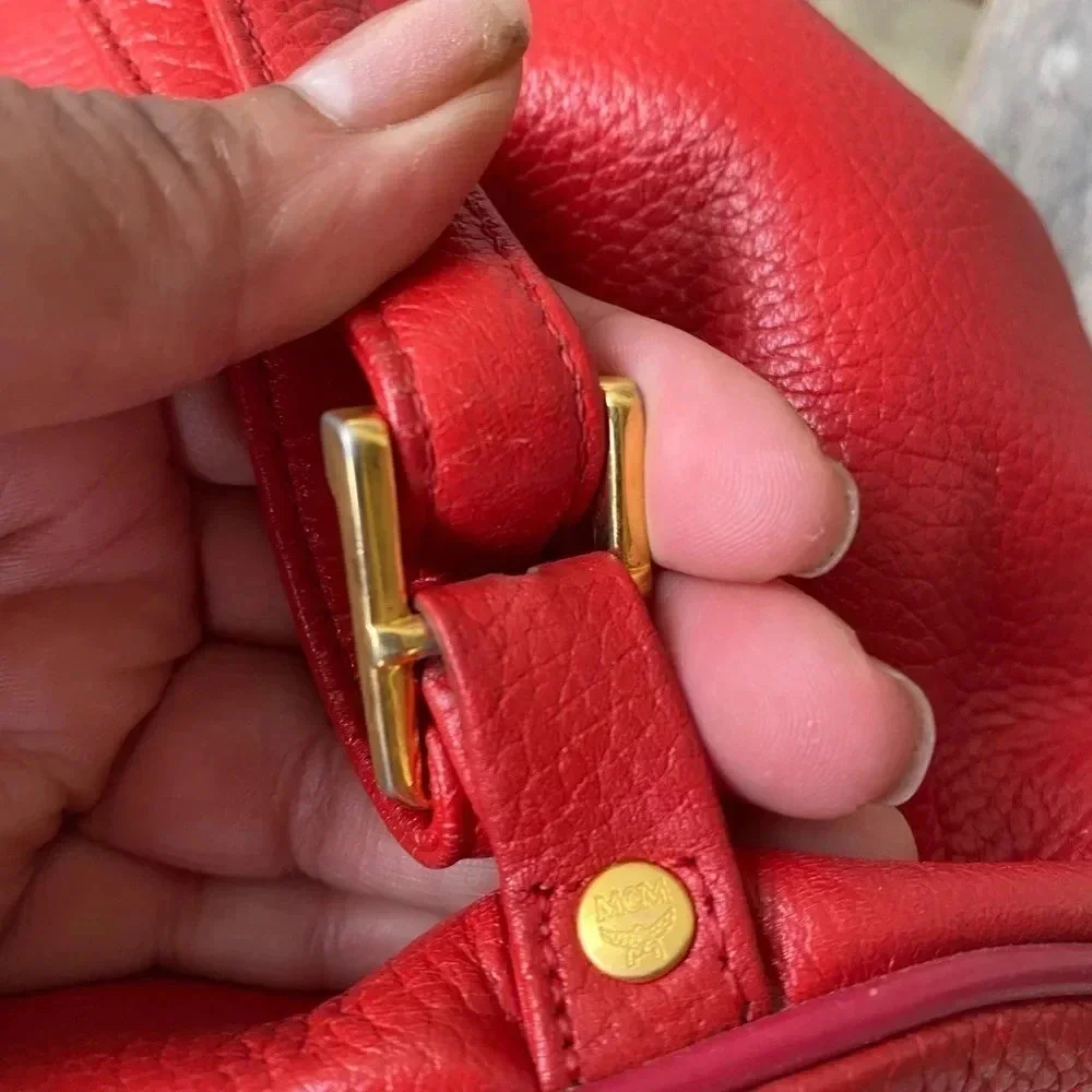 MCM Red  Small Leather  Backpack